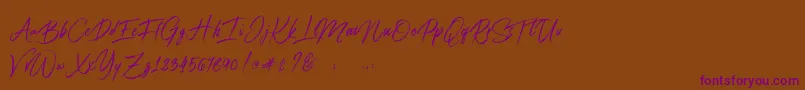 Connoisseurs-Schriftart – Violette Schriften auf braunem Hintergrund