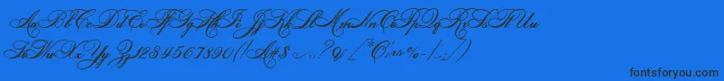 HelenascriptEs-Schriftart – Schwarze Schriften auf blauem Hintergrund