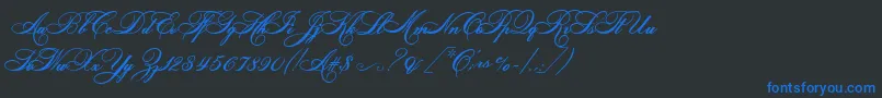 HelenascriptEs Font – Blue Fonts on Black Background