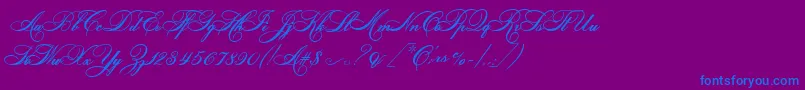 HelenascriptEs-Schriftart – Blaue Schriften auf violettem Hintergrund