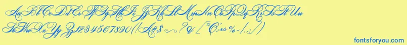 HelenascriptEs Font – Blue Fonts on Yellow Background