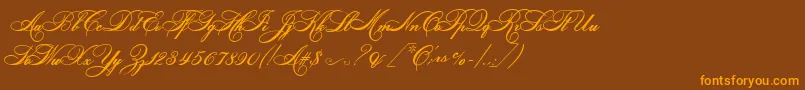 HelenascriptEs Font – Orange Fonts on Brown Background