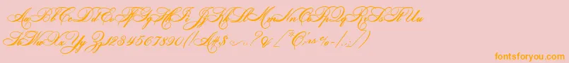 HelenascriptEs-Schriftart – Orangefarbene Schriften auf rosa Hintergrund