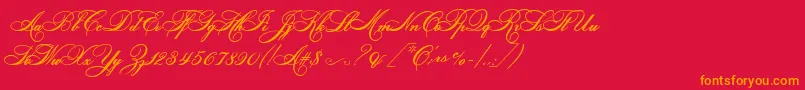 HelenascriptEs Font – Orange Fonts on Red Background