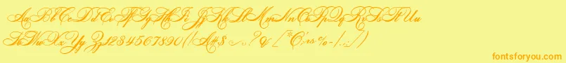 HelenascriptEs Font – Orange Fonts on Yellow Background