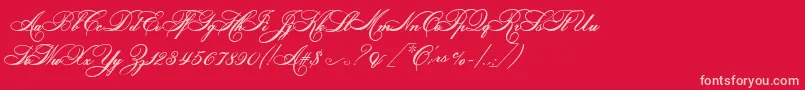 HelenascriptEs-Schriftart – Rosa Schriften auf rotem Hintergrund