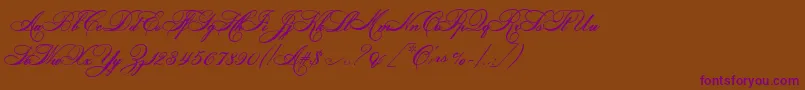 HelenascriptEs-Schriftart – Violette Schriften auf braunem Hintergrund