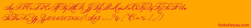 HelenascriptEs-Schriftart – Rote Schriften auf orangefarbenem Hintergrund