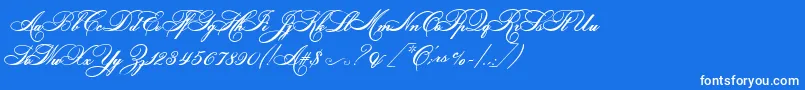 HelenascriptEs-Schriftart – Weiße Schriften auf blauem Hintergrund