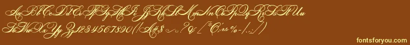 HelenascriptEs-Schriftart – Gelbe Schriften auf braunem Hintergrund