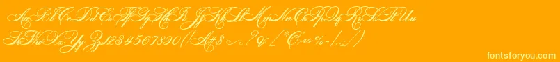 HelenascriptEs-Schriftart – Gelbe Schriften auf orangefarbenem Hintergrund