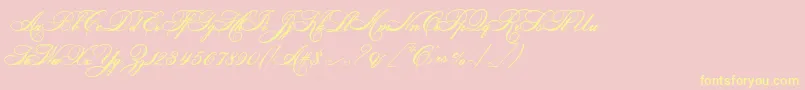 HelenascriptEs-Schriftart – Gelbe Schriften auf rosa Hintergrund