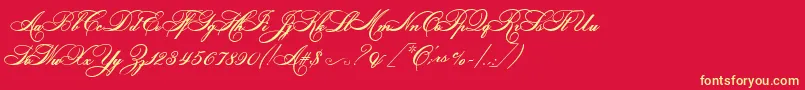 HelenascriptEs Font – Yellow Fonts on Red Background