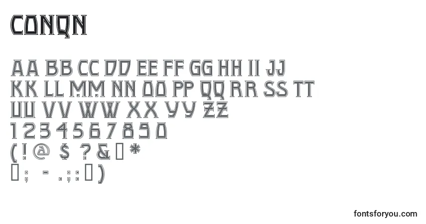 CONQN    (123970)-fontti – aakkoset, numerot, erikoismerkit