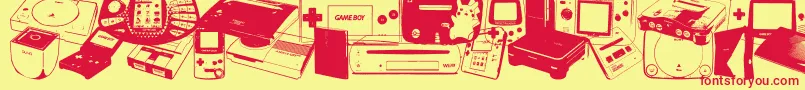 Fonte Console Wars – fontes vermelhas em um fundo amarelo