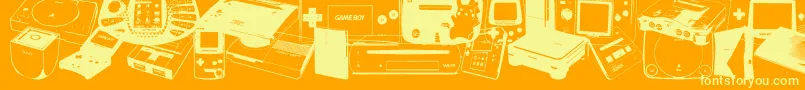 Console Wars-Schriftart – Gelbe Schriften auf orangefarbenem Hintergrund