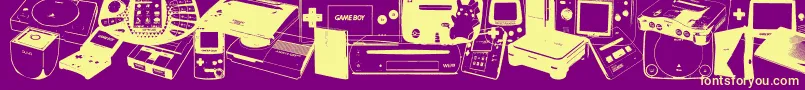 Fonte Console Wars – fontes amarelas em um fundo roxo