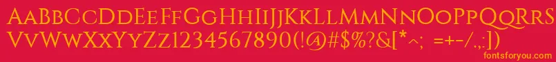 フォントConstantine – 赤い背景にオレンジの文字