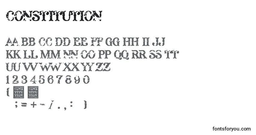 Шрифт Constitution – алфавит, цифры, специальные символы