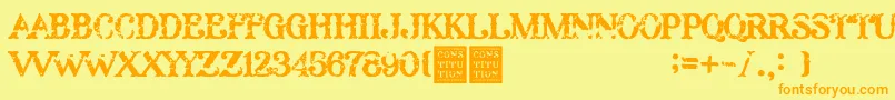 Constitution Font – Orange Fonts on Yellow Background