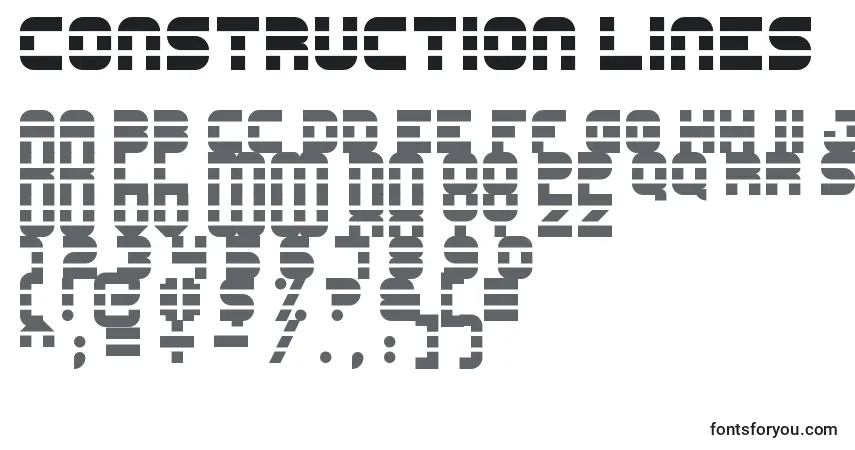 Schriftart Construction lines – Alphabet, Zahlen, spezielle Symbole
