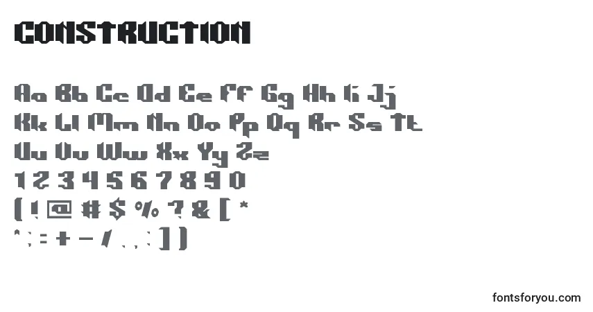 Schriftart CONSTRUCTION – Alphabet, Zahlen, spezielle Symbole