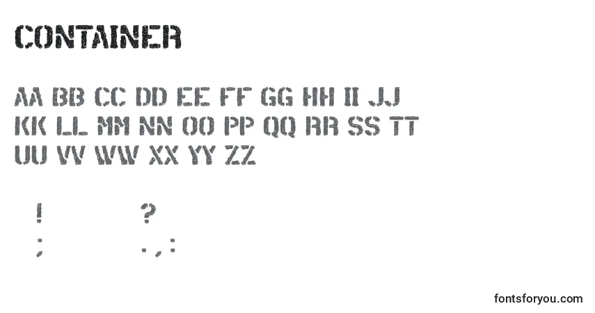 Container Font – alphabet, numbers, special characters