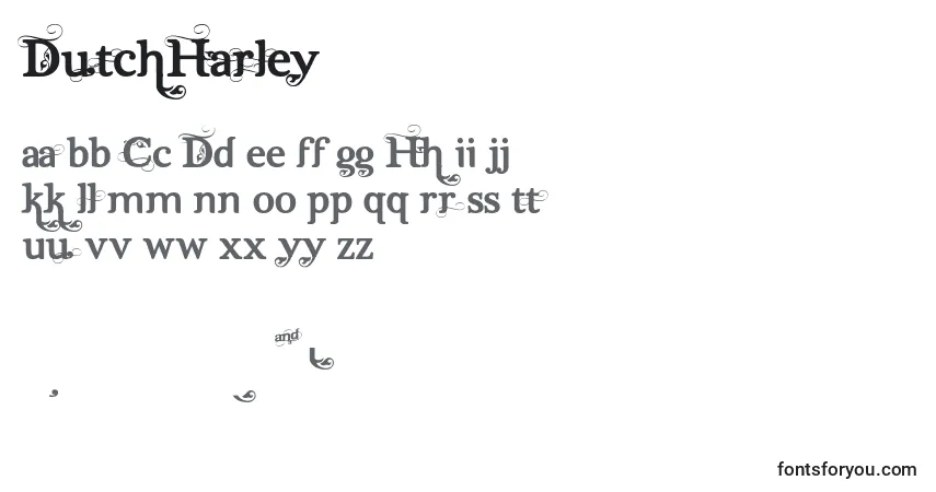 A fonte DutchHarley – alfabeto, números, caracteres especiais