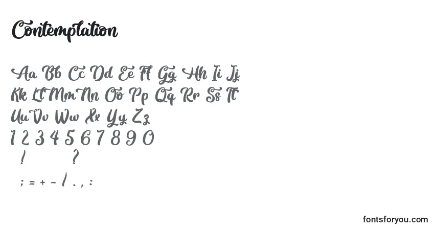 Шрифт Contemplation – алфавит, цифры, специальные символы