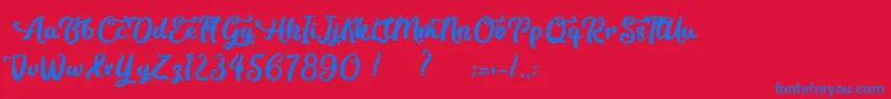 Contemplation-Schriftart – Blaue Schriften auf rotem Hintergrund
