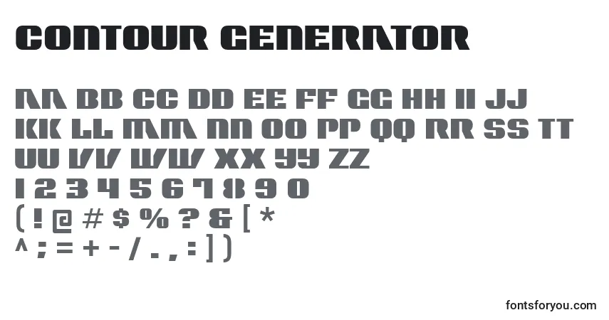 Contour generator-fontti – aakkoset, numerot, erikoismerkit