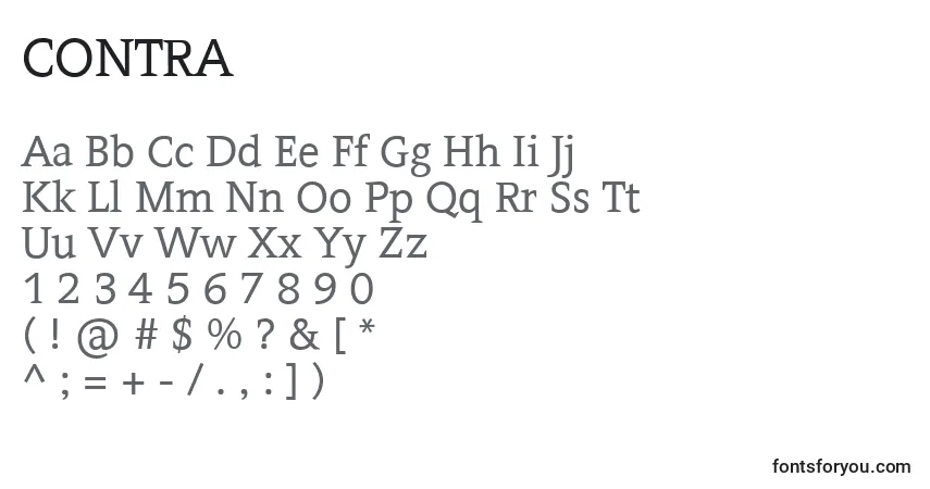 CONTRA   (123985)-fontti – aakkoset, numerot, erikoismerkit