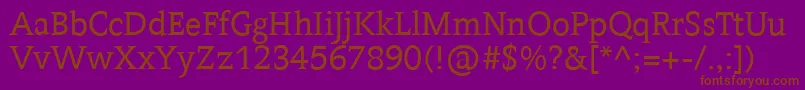 CONTRA  -fontti – ruskeat fontit violetilla taustalla