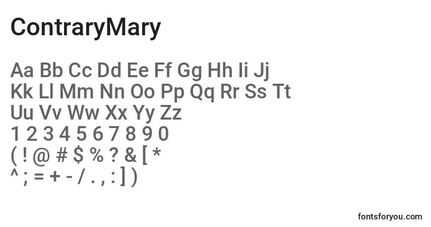Schriftart ContraryMary (123986) – Alphabet, Zahlen, spezielle Symbole