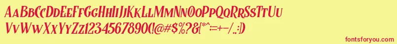 フォントControwell Italic – 赤い文字の黄色い背景