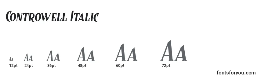 Größen der Schriftart Controwell Italic (123989)
