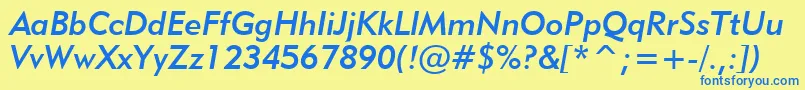 Geometric415MediumItalicBt Font – Blue Fonts on Yellow Background