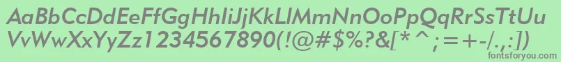 Geometric415MediumItalicBt-Schriftart – Graue Schriften auf grünem Hintergrund