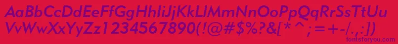 Geometric415MediumItalicBt Font – Purple Fonts on Red Background