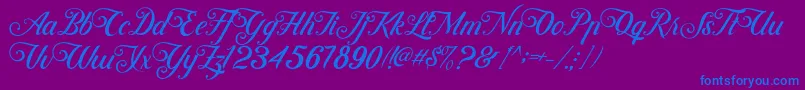 Fonte ControwellScript Regular – fontes azuis em um fundo violeta