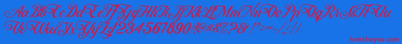 Fonte ControwellScript Regular – fontes vermelhas em um fundo azul