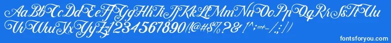 Czcionka ControwellScript Regular – białe czcionki na niebieskim tle