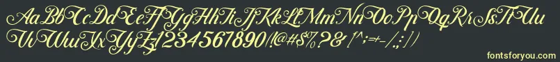 Fonte ControwellScript Regular – fontes amarelas em um fundo preto