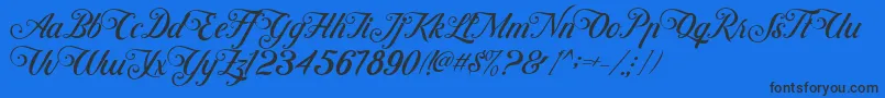 フォントControwellScript Regular – 黒い文字の青い背景