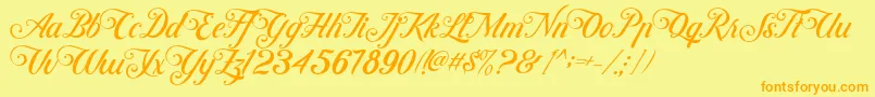 Fonte ControwellScript Regular – fontes laranjas em um fundo amarelo
