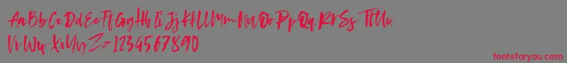 Weitere Informationen zur Conundrum-Schriftart Conundrum-Schriftart – Rote Schriften auf grauem Hintergrund
