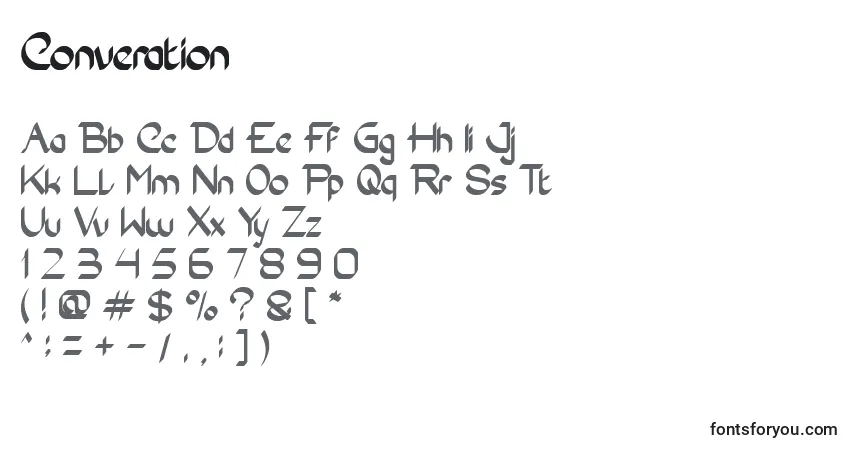 Schriftart Converation – Alphabet, Zahlen, spezielle Symbole