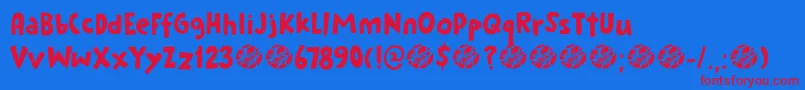 Cookie Crumble DEMO-fontti – punaiset fontit sinisellä taustalla