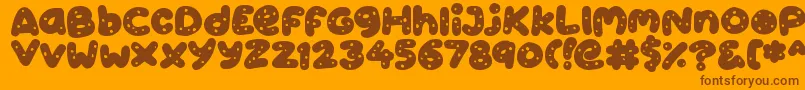 Cookies-Schriftart – Braune Schriften auf orangefarbenem Hintergrund