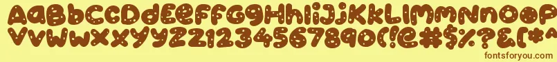 Cookies-Schriftart – Braune Schriften auf gelbem Hintergrund